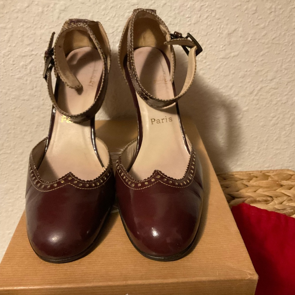 Christian Louboutin maroon strappy heels, EU size 40. Just the heels.